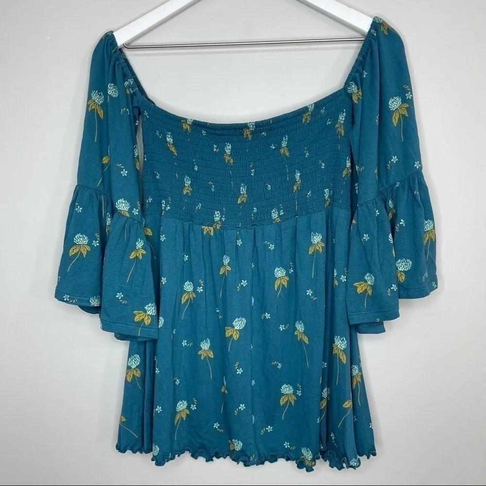 𝅺free People Mermaid Combo Lana Off Shoulder Tunic Top Size XS